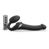 Черный безремневой страпон Multi Orgasm Size M с клиторальной стимуляцией - Strap-on-me - купить с доставкой в Подольске