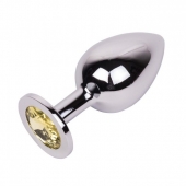 Большой стальной плаг с желтым кристаллом Sweet Lemon - 9,5 см. - Erotic Fantasy - купить с доставкой в Подольске