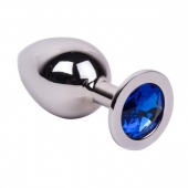 Большой стальной плаг с синим кристаллом Blue Space - 9,5 см. - Erotic Fantasy - купить с доставкой в Подольске