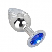 Большой стальной плаг с синим кристаллом Blue Space - 9,5 см. - Erotic Fantasy - купить с доставкой в Подольске