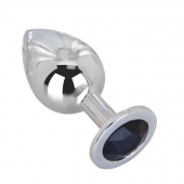 Большой стальной плаг с черным кристаллом Black Rave - 9,5 см. - Erotic Fantasy - купить с доставкой в Подольске