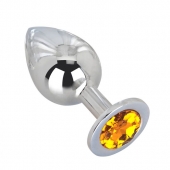 Большой стальной плаг с оранжевым кристаллом Juicy Orange - 9,5 см. - Erotic Fantasy - купить с доставкой в Подольске