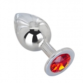 Большой плаг из стали с красным кристаллом Red Flame - 9,5 см. - Erotic Fantasy - купить с доставкой в Подольске