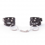 Черные однослойные наручники из натуральной кожи - Crazy Handmade - купить с доставкой в Подольске