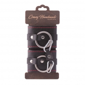 Черные однослойные кожаные наручники с контрастной строчкой - Crazy Handmade - купить с доставкой в Подольске