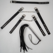 БДСМ-набор с плёткой в черном цвете - Crazy Handmade - купить с доставкой в Подольске