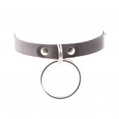 Черный кожаный чокер с большим кольцом - Crazy Handmade - купить с доставкой в Подольске