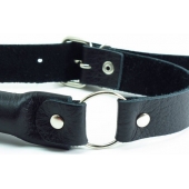 Черный кожаный кляп-трензель на кольцах - БДСМ Арсенал - купить с доставкой в Подольске