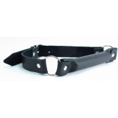 Черный кожаный кляп-трензель на кольцах - БДСМ Арсенал - купить с доставкой в Подольске