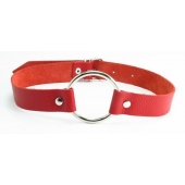 Красный кожаный кляп с кольцом - БДСМ Арсенал - купить с доставкой в Подольске