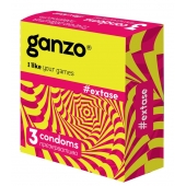 Презервативы анатомической формы с точечной и ребристой структурой Ganzo Extase - 3 шт. - Ganzo - купить с доставкой в Подольске