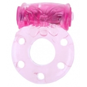 Розовое эрекционное кольцо с бабочкой на вибропуле - Baile - в Подольске купить с доставкой