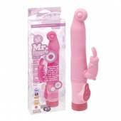 Розовый вибромассажёр с клиторальным зайчиком - 16,5 см. - NMC