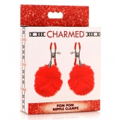 Красные зажимы на соски с помпонами Pom Pom - XR Brands - купить с доставкой в Подольске