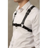 Черная мужская кожаная портупея №4 - БДСМ Арсенал - купить с доставкой в Подольске