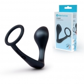 Черное эрекционное кольцо со стимулятором простаты Ringer Cock Ring   Plug - b-Vibe - в Подольске купить с доставкой