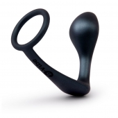 Черное эрекционное кольцо со стимулятором простаты Ringer Cock Ring   Plug - b-Vibe - в Подольске купить с доставкой