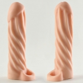 Телесная насадка-удлинитель Okoto со спиралевидным рельефом - 16 см. - Sitabella - в Подольске купить с доставкой