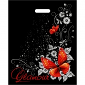 Черный пакет Glamour с вырубной ручкой (38х47 см) - Сима-Ленд - купить с доставкой в Подольске