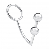 Кольцо на пенис с анальным стимулятором Two Bead Stainless Steel Anal Hook   Cock Ring - BlueLine - в Подольске купить с доставкой