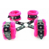 Набор фиксаторов краб с розовым мехом BDSM Light - БДСМ Арсенал - купить с доставкой в Подольске