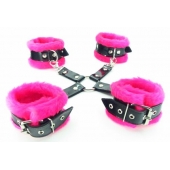 Набор фиксаторов краб с розовым мехом BDSM Light - БДСМ Арсенал - купить с доставкой в Подольске