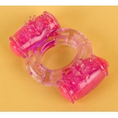 Фиолетовое виброкольцо с двумя вибропульками - Toyfa Basic - в Подольске купить с доставкой