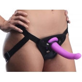 Лиловый поясной страпон Navigator Silicone G-Spot Dildo with Harness - 17,8 см. - XR Brands - купить с доставкой в Подольске