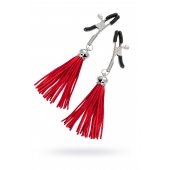 Зажимы на соски «Прищепки» с красными кисточками из замши - Pecado - купить с доставкой в Подольске