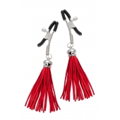 Зажимы на соски «Прищепки» с красными кисточками из замши - Pecado - купить с доставкой в Подольске