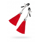 Зажимы на соски «Прищепки» с красными кисточками из шелка - Pecado - купить с доставкой в Подольске