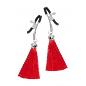 Зажимы на соски «Прищепки» с красными кисточками из шелка - Pecado - купить с доставкой в Подольске