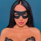 Черная двухслойная открытая кожаная маска заострённой формы - Crazy Handmade - купить с доставкой в Подольске