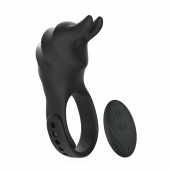 Черное эрекционное кольцо Usagi с ушками и пультом ДУ - BeYourLover - в Подольске купить с доставкой