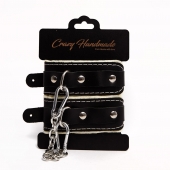 Черные скругленные наручники с мягкой бежевой подкладкой - Crazy Handmade - купить с доставкой в Подольске
