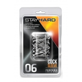 Прозрачная насадка с объёмными чёрточками STAY HARD COCK SLEEVE 06 CLEAR - Blush Novelties - в Подольске купить с доставкой
