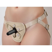 Бежевый пояс с двумя типами крепления насадок - LOVETOY (А-Полимер) - купить с доставкой в Подольске