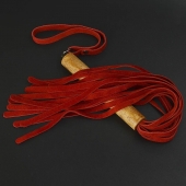 Красная велюровая плеть с деревянной рукоятью - 44 см. - Sitabella - купить с доставкой в Подольске