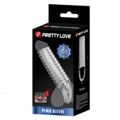 Прозрачная насадка на пенис с ребрышками и подхватом мошонки - Baile - в Подольске купить с доставкой