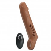 Коричневая вибронасадка с подхватом мошонки и пультом ДУ - Baile - в Подольске купить с доставкой