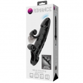 Черная вибронасадка на пенис с подхватом мошонки - 20 см. - Baile - в Подольске купить с доставкой