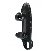 Черная вибронасадка на пенис с подхватом мошонки - 20 см. - Baile - в Подольске купить с доставкой