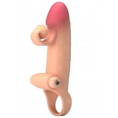 Телесная вибронасадка на пенис с подхватом мошонки - 20 см. - Baile - в Подольске купить с доставкой