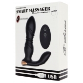 Черный L-образный вибромассажер простаты с пультом ДУ - Boys of Toys - в Подольске купить с доставкой