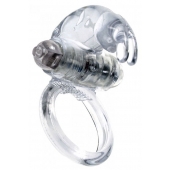 Прозрачное эрекционное виброкольцо с клиторальным зайчиком - Boys of Toys - в Подольске купить с доставкой