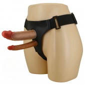 Темно-бежевый фаллопротез для двойного проникновения - 17,5 см. - Baile - купить с доставкой в Подольске