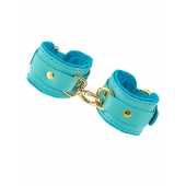 Голубые двуслойные кожаные наручники-браслеты - Pecado - купить с доставкой в Подольске
