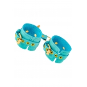 Голубые однослойные кожаные наручники - Pecado - купить с доставкой в Подольске