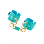 Голубые однослойные кожаные наручники - Pecado - купить с доставкой в Подольске