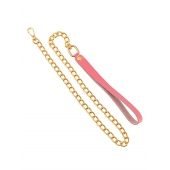 Розовый кожаный поводок с карабином для ошейника - 80 см. - Pecado - купить с доставкой в Подольске